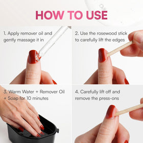 DOONAILS in use loosening a press-on nail for effortless, damage-free removal