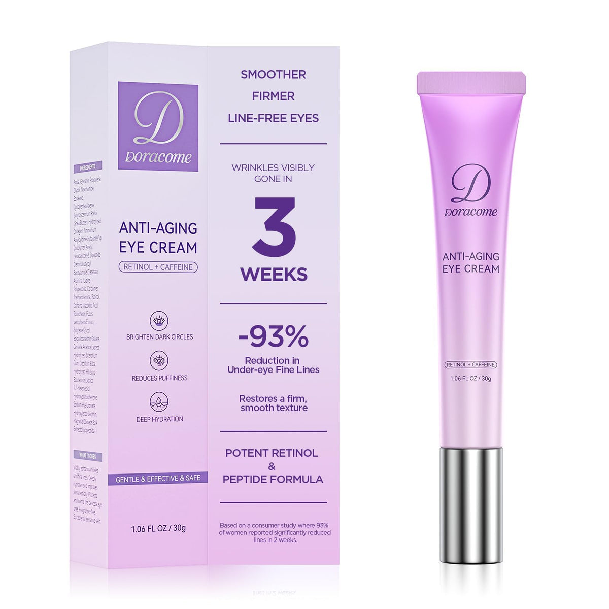 Doracome front packaging showing elegant jar and product benefit