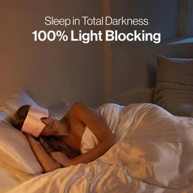 Dore & Rose mask in use on sleeper illustrating full blackout and gentle contact