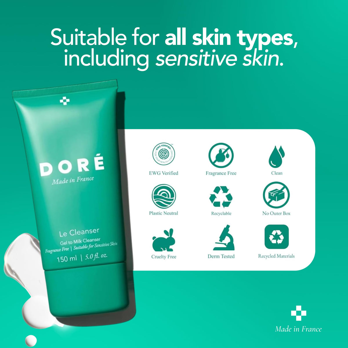Doré size scale 150 ml pictured for accurate product dimensions