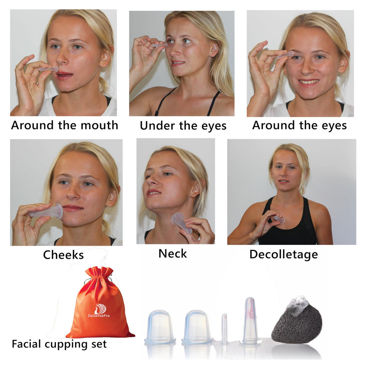 DoSensePro small cup positioned near eye and nose area demonstrating gentle precision