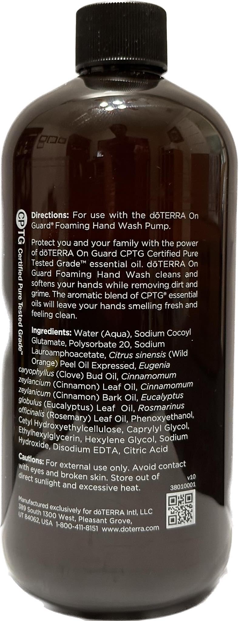 doTERRA hand wash in foaming dispenser being pumped, demonstrating gentle cleansing
