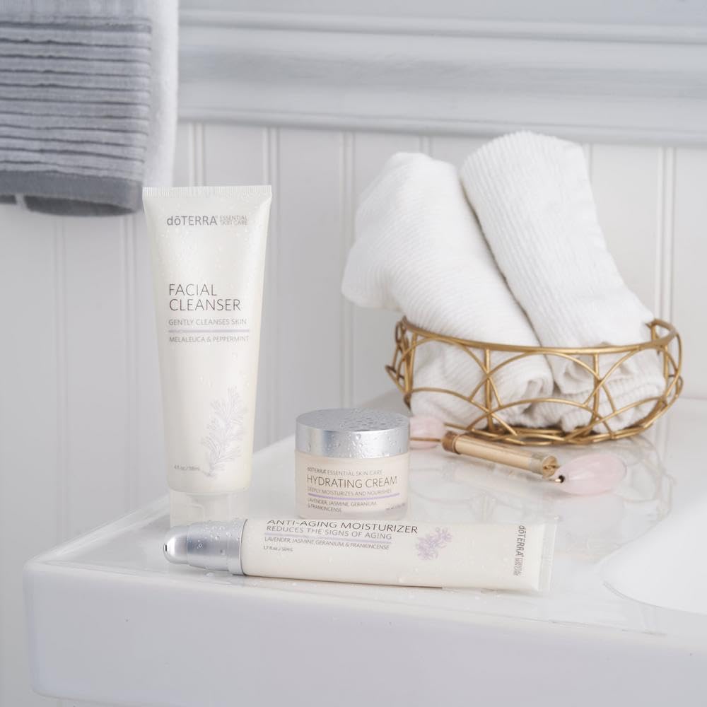 doTERRA cream styled in bathroom scene showing everyday skincare integration