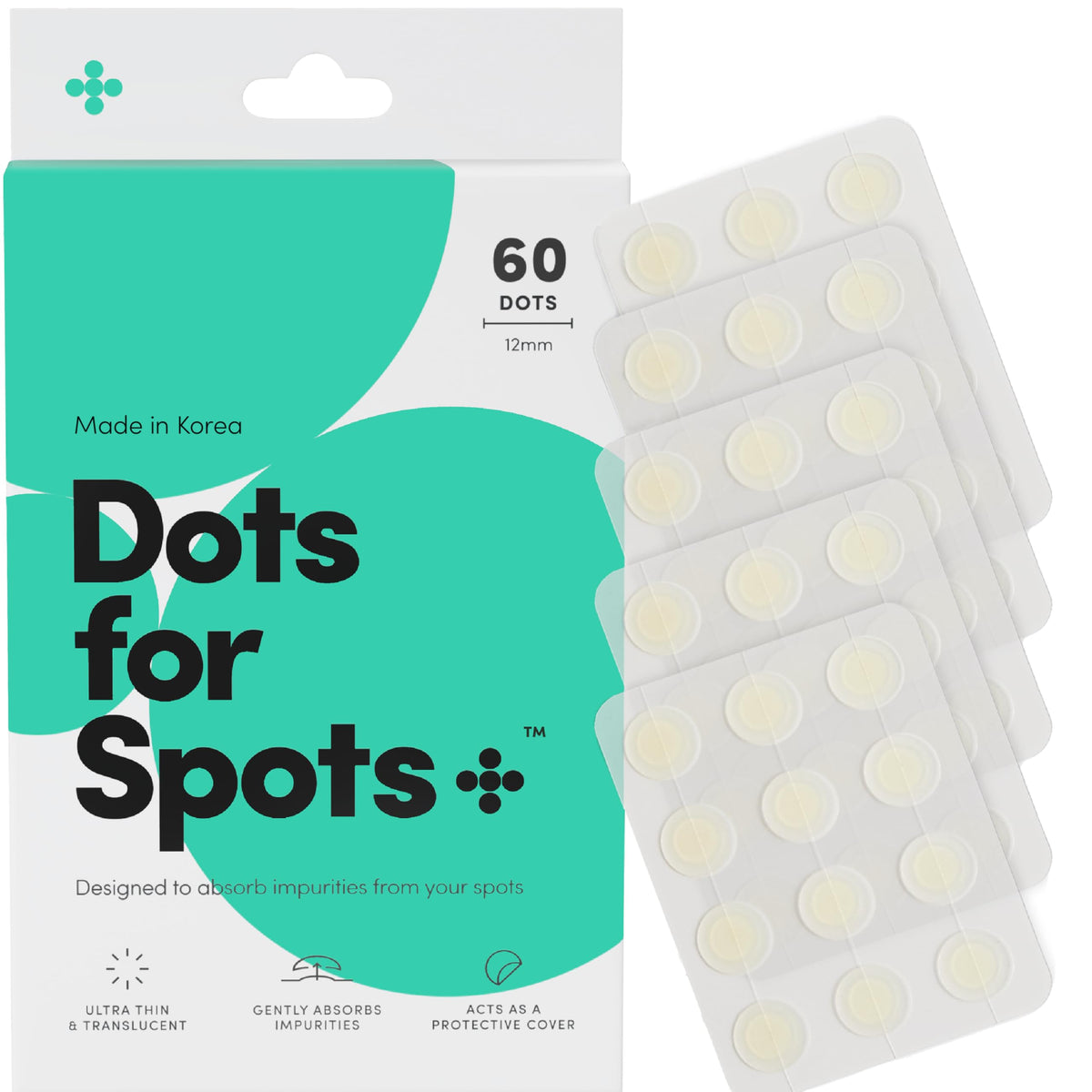 Dots for Spots front packaging showing 60-count and benefits