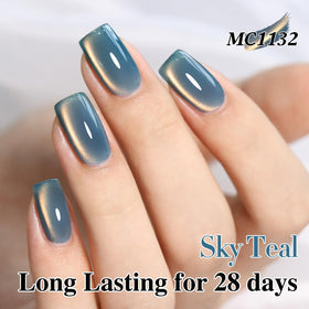 Double Rhythm application in progress with magnet producing a defined shimmer stripe