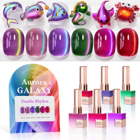 Double Rhythm front packaging of Aurora Galaxy Burgundy kit showing six bottles and case for easy gifting