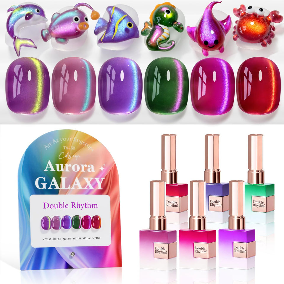 Double Rhythm front packaging of Aurora Galaxy Burgundy kit showing six bottles and case for easy gifting