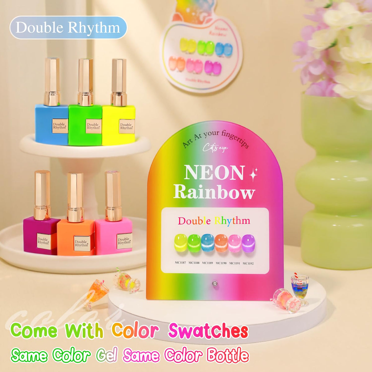 Double Rhythm bottle close-up label highlighting product details and safe ingredients