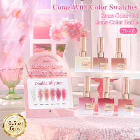 Double Rhythm bottle close-up highlighting brush, cap, and smooth gel consistency