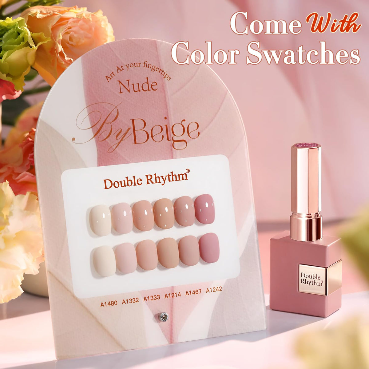 Double Rhythm bottle label closeup highlighting shade name and consistent color reference