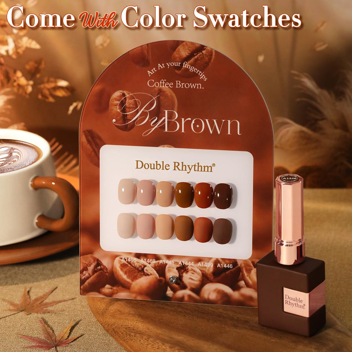 Double Rhythm bottle label closeup highlighting shade name and benefits