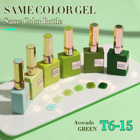 Double Rhythm six bottles lined up demonstrating consistent same-color supply