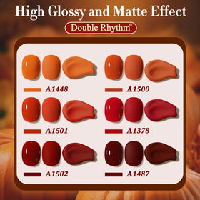 Double Rhythm six bottles lined up side view showing uniform color for refills