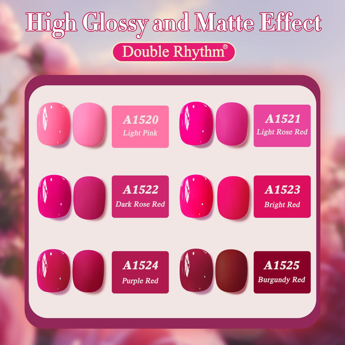 Double Rhythm bottles lined up showing color range for easy salon selection