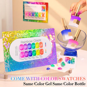 Double Rhythm bottles lineup displaying matching jelly neon colors for easy selection