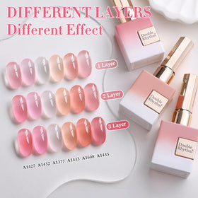 Double Rhythm brush stroke on nail tip demonstrating smooth application and coverage