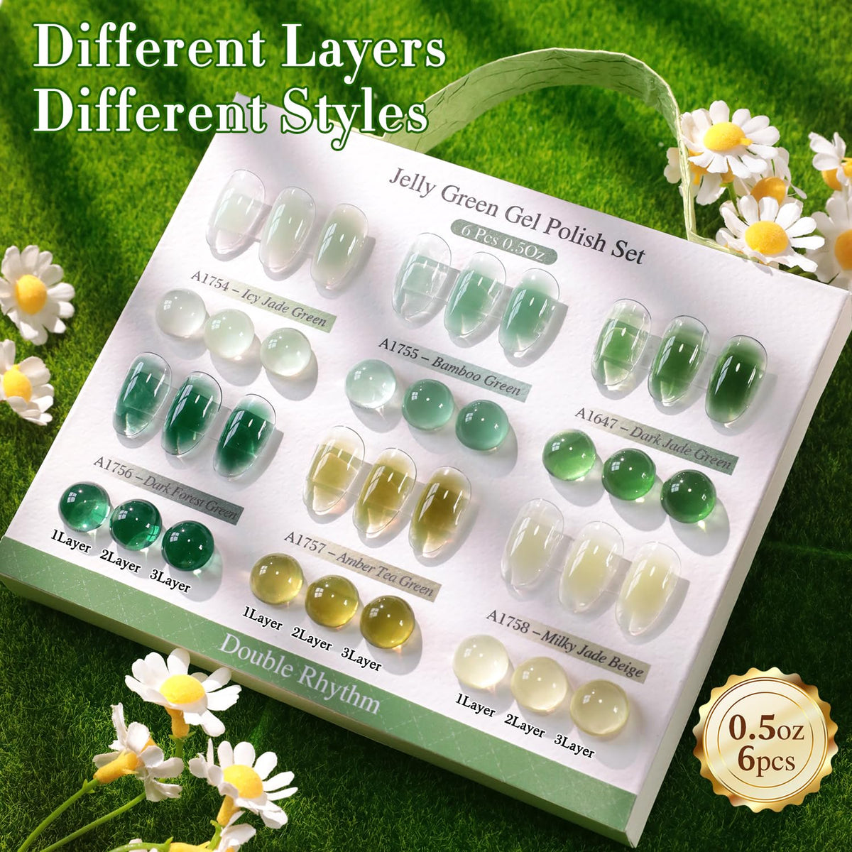 Double Rhythm brush stroke of jelly milky green showing even coverage and color payoff