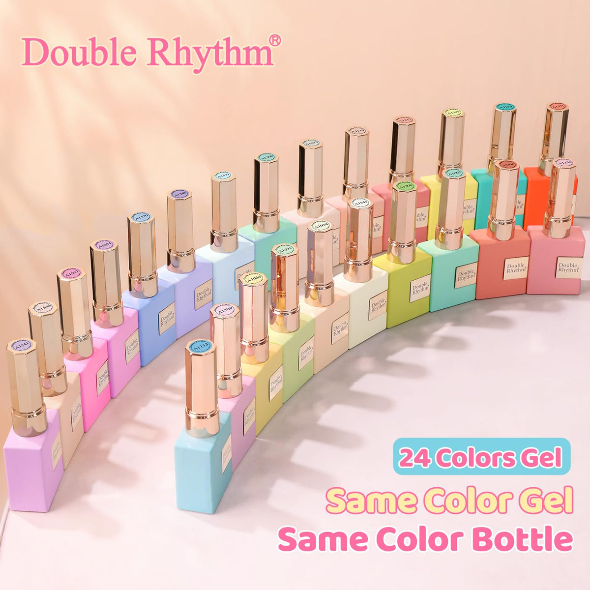 Double Rhythm base building and top gel bottles for structure and shine