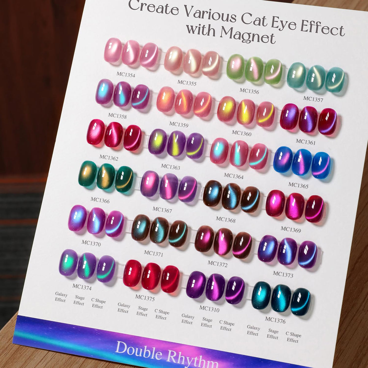 Double Rhythm magnet over wet polish demonstrating cat-eye effect creation for striking reflective nails