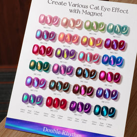 Double Rhythm magnet over wet polish demonstrating cat-eye effect creation for striking reflective nails