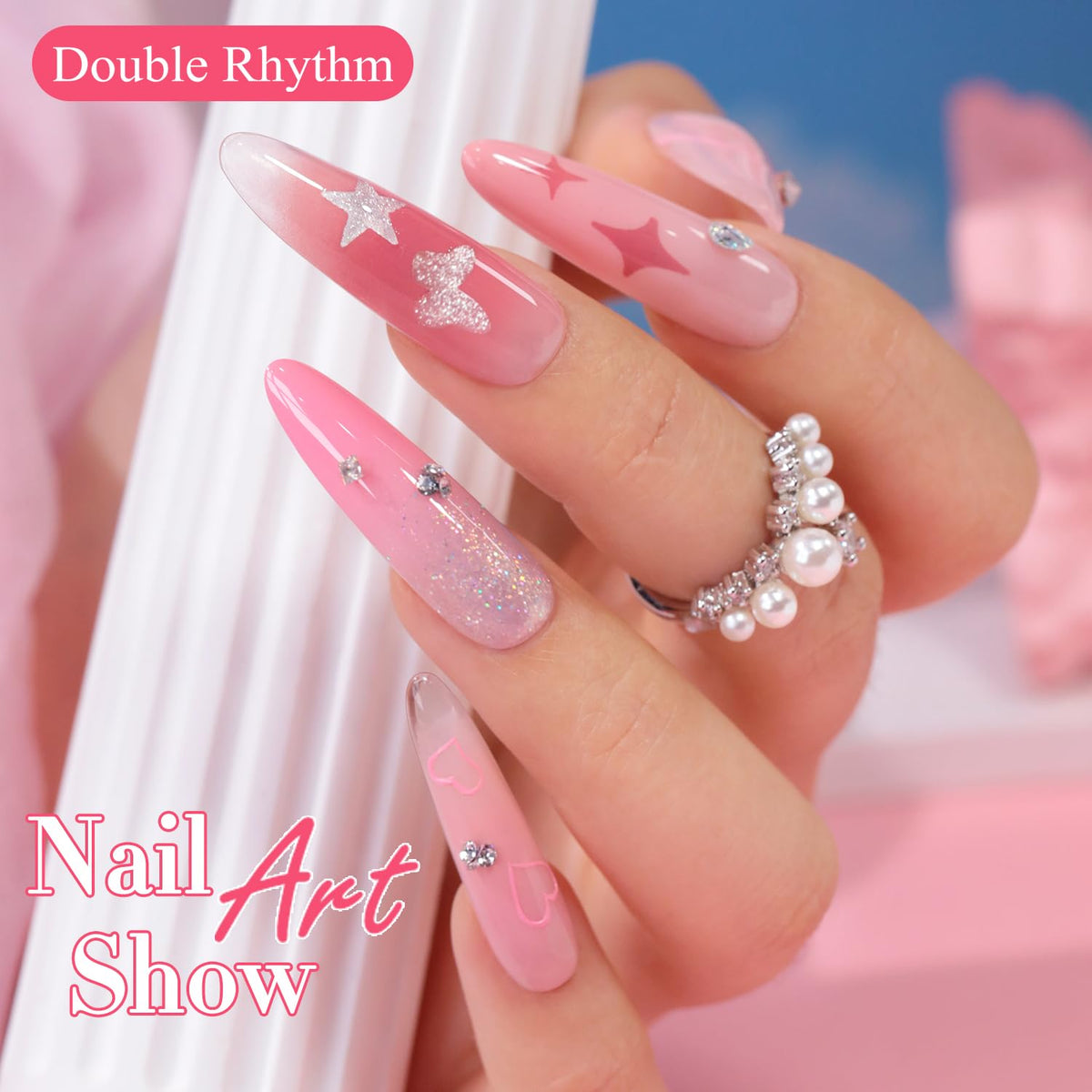 Double Rhythm chrome-aura accent nail showing reflective finish to enhance nail depth