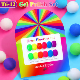 Double Rhythm color swatches on nail wheel displaying neon shades and high-pigment coverage