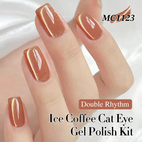 Double Rhythm swatches on white surface showing six distinct shimmer shades, helpful for shade choice