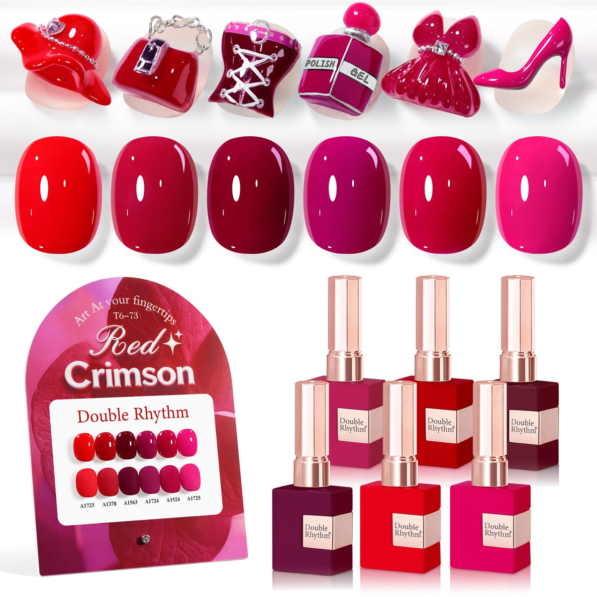 Double Rhythm front packaging showing six identical burgundy bottles and clear branding, professional supply benefit