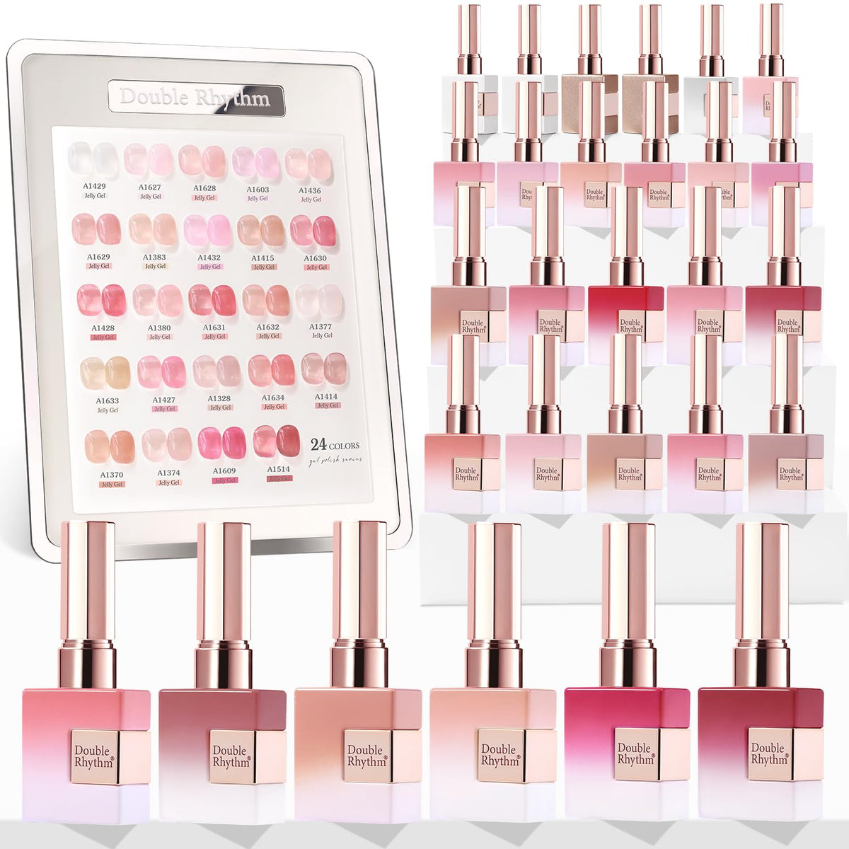 Double Rhythm front packaging showing entire jelly sheer collection and convenience