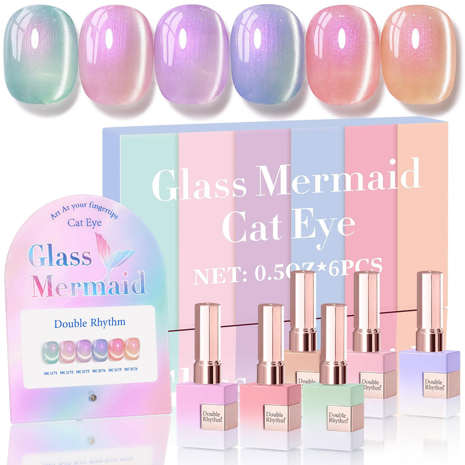 Double Rhythm front packaging showing six Mermaid Pink Rose bottles and benefits