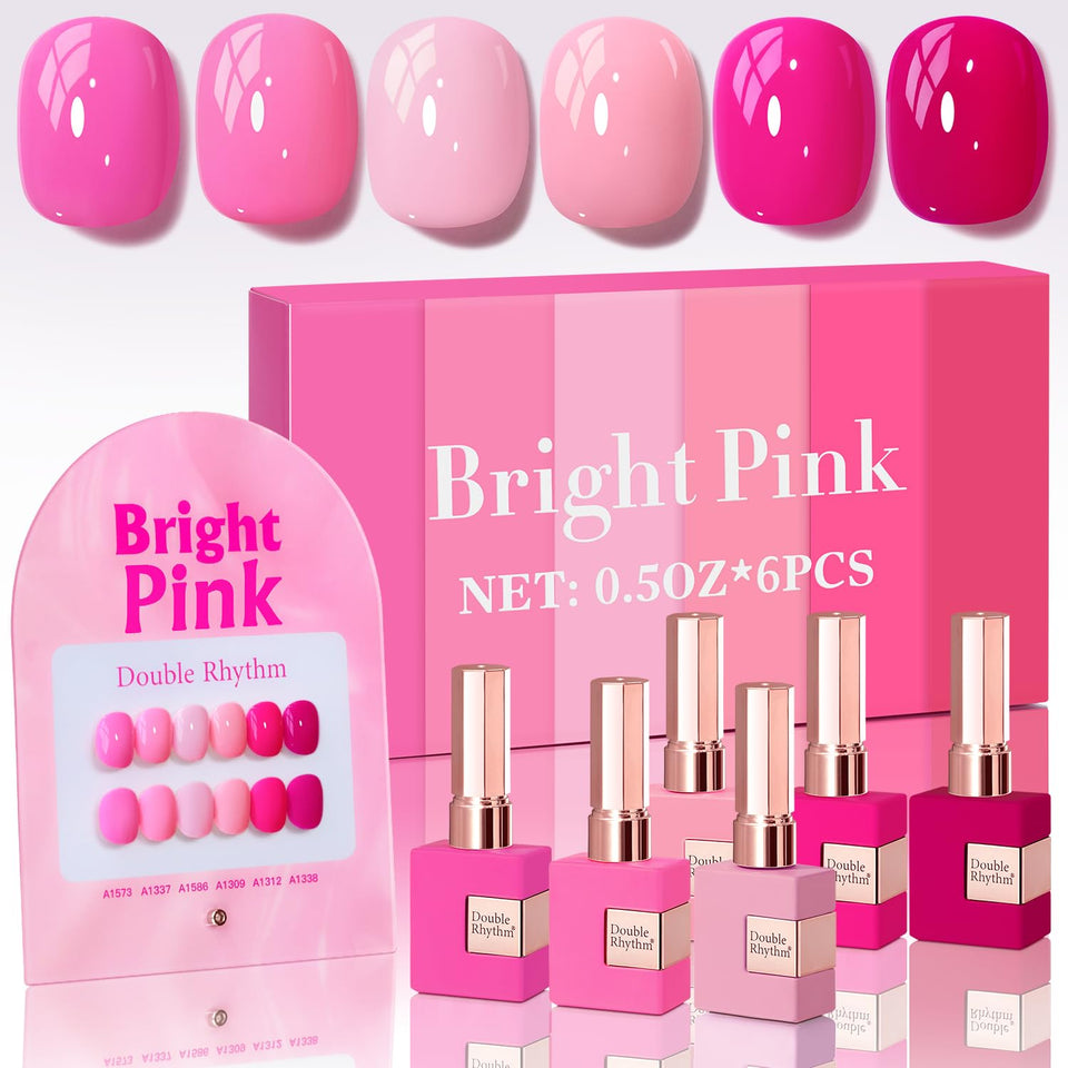 Double Rhythm front packaging neon set showing six identical bottles and vibrant color benefits