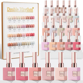 Double Rhythm front packaging showing full 28-piece nude pink kit benefit: complete starter set