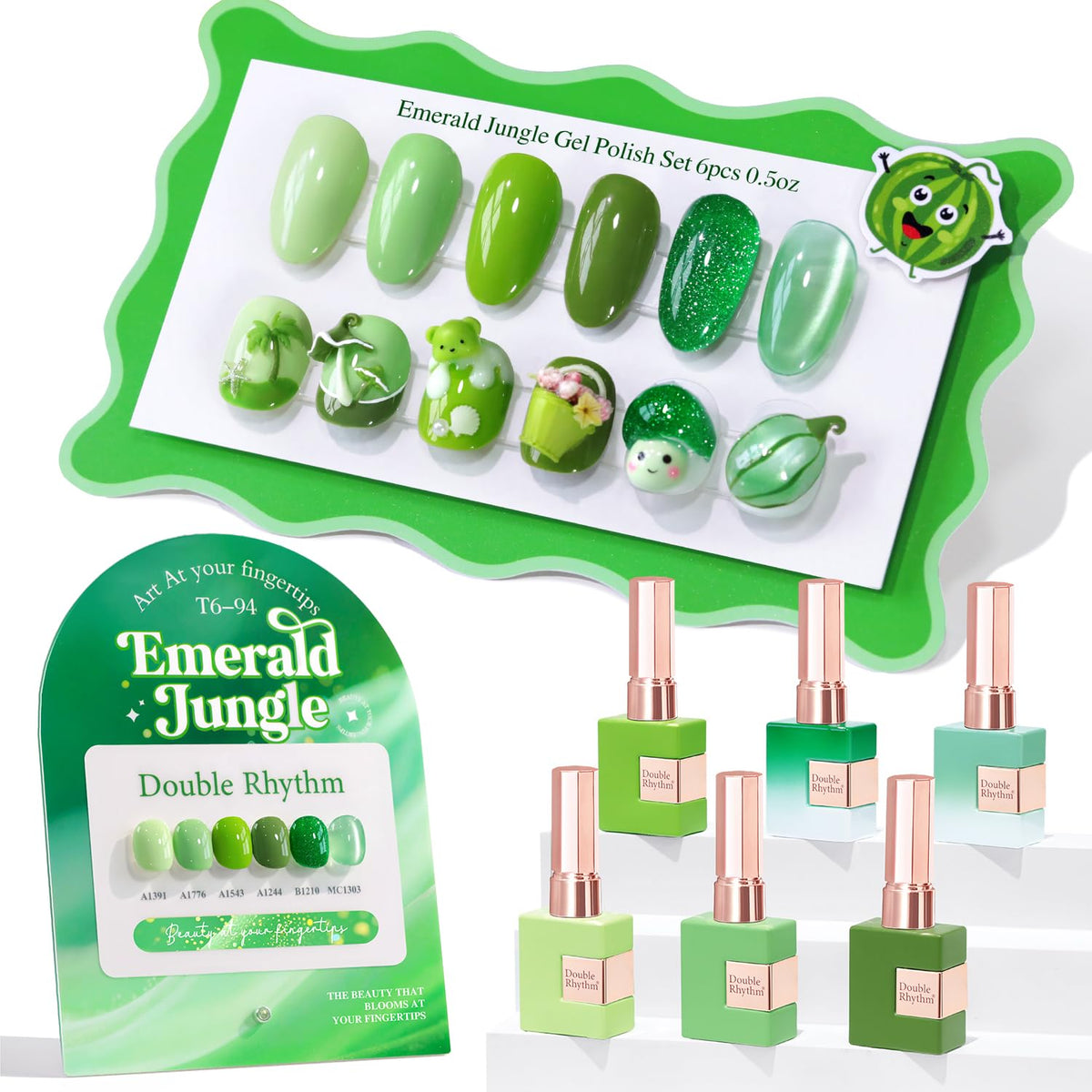 Double Rhythm front packaging showing olive lime green kit and cohesive finishes for easy selection
