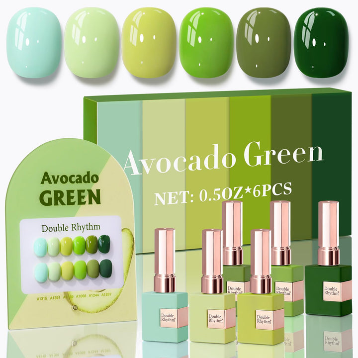 Double Rhythm front packaging showing olive-teal gel polish and shine