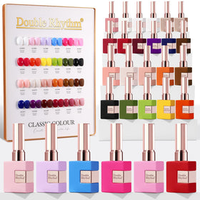 Double Rhythm front packaging showing red and pink gel set, clear contents benefit