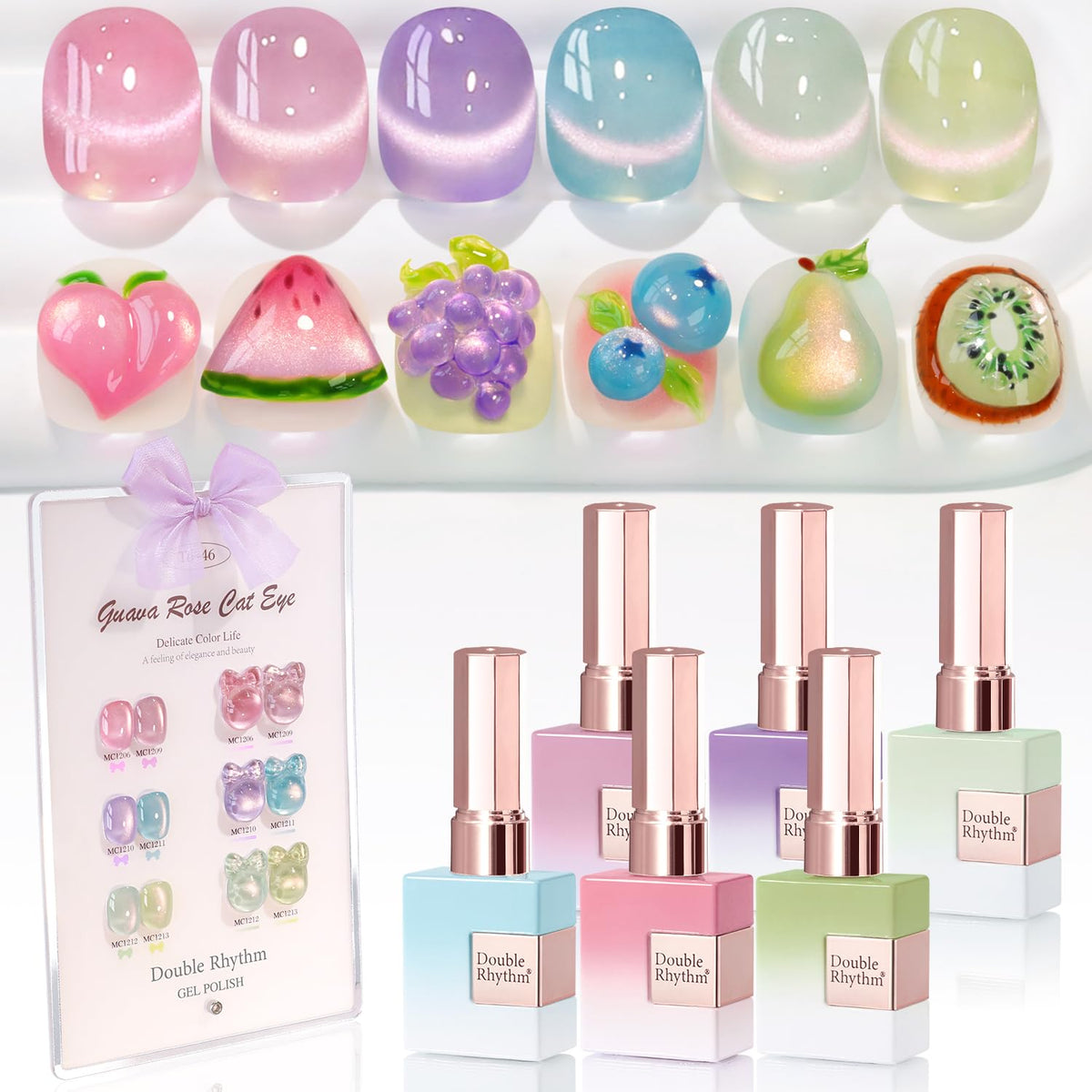 Double Rhythm front packaging showing six identical bottles and vibrant shimmer