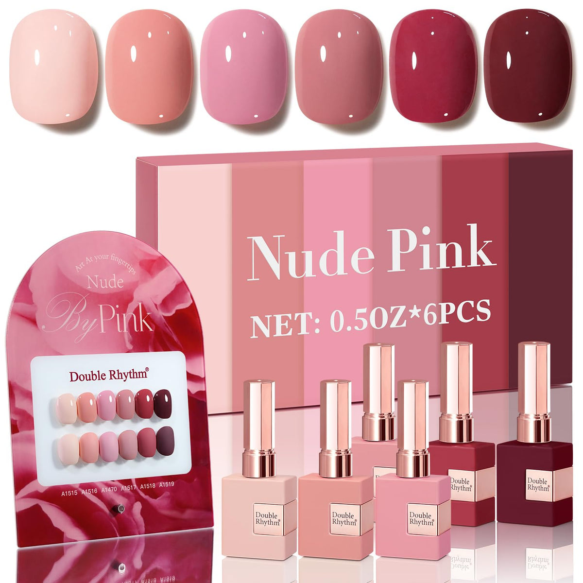 Double Rhythm front packaging showing six 15ml bottles and coordinated palette benefit