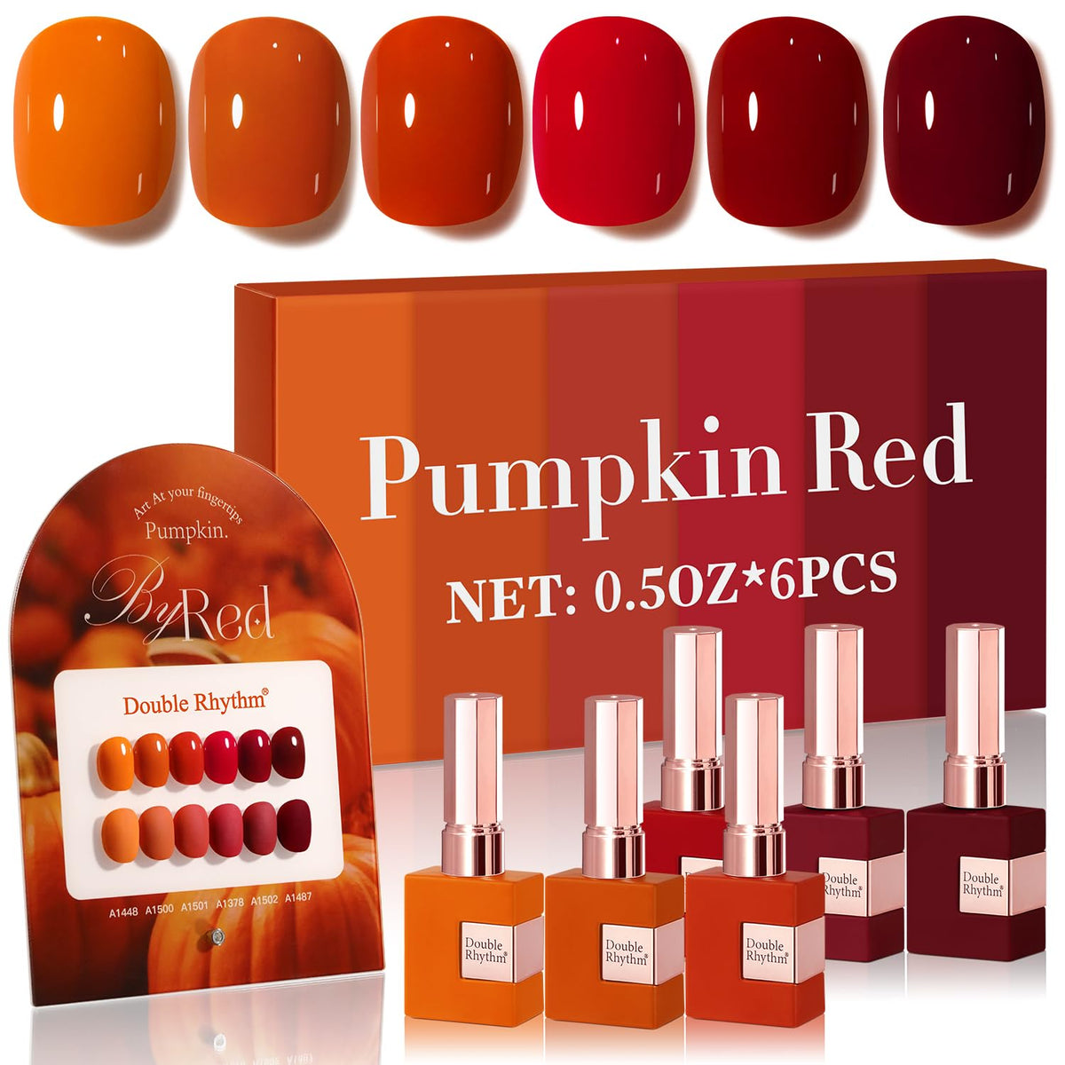 Double Rhythm front packaging showing six identical 15ml bottles, consistent shade benefit