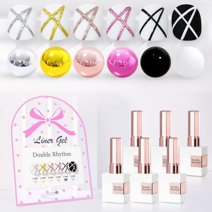Double Rhythm front packaging showing six metallic gel liners and kit benefit