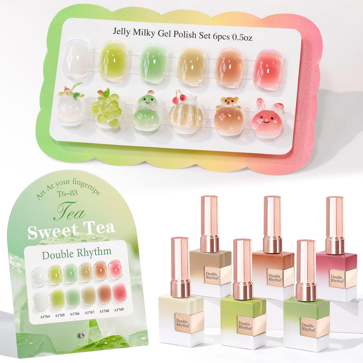 Double Rhythm front packaging showing six matching 15ml bottles and colors