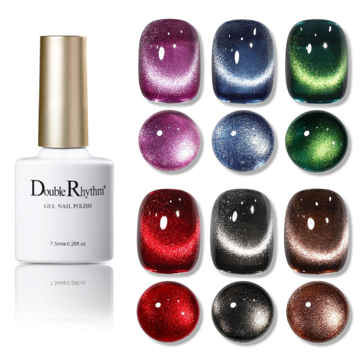 Double Rhythm front packaging showing six gel polish bottles and magnet tool for easy selection