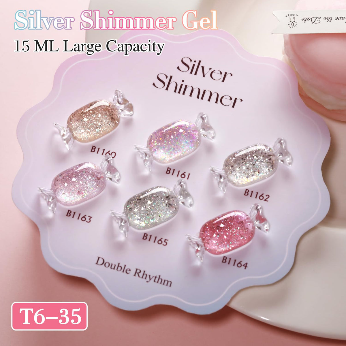 Double Rhythm glitter texture close-up showing shimmer particles and high-impact shine benefit