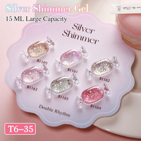 Double Rhythm glitter texture close-up showing shimmer particles and high-impact shine benefit