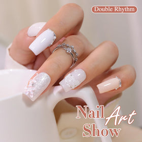 Double Rhythm glossy finished nails detail showcasing smooth high shine