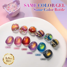 Double Rhythm six bottles laid out highlighting consistent same-color set