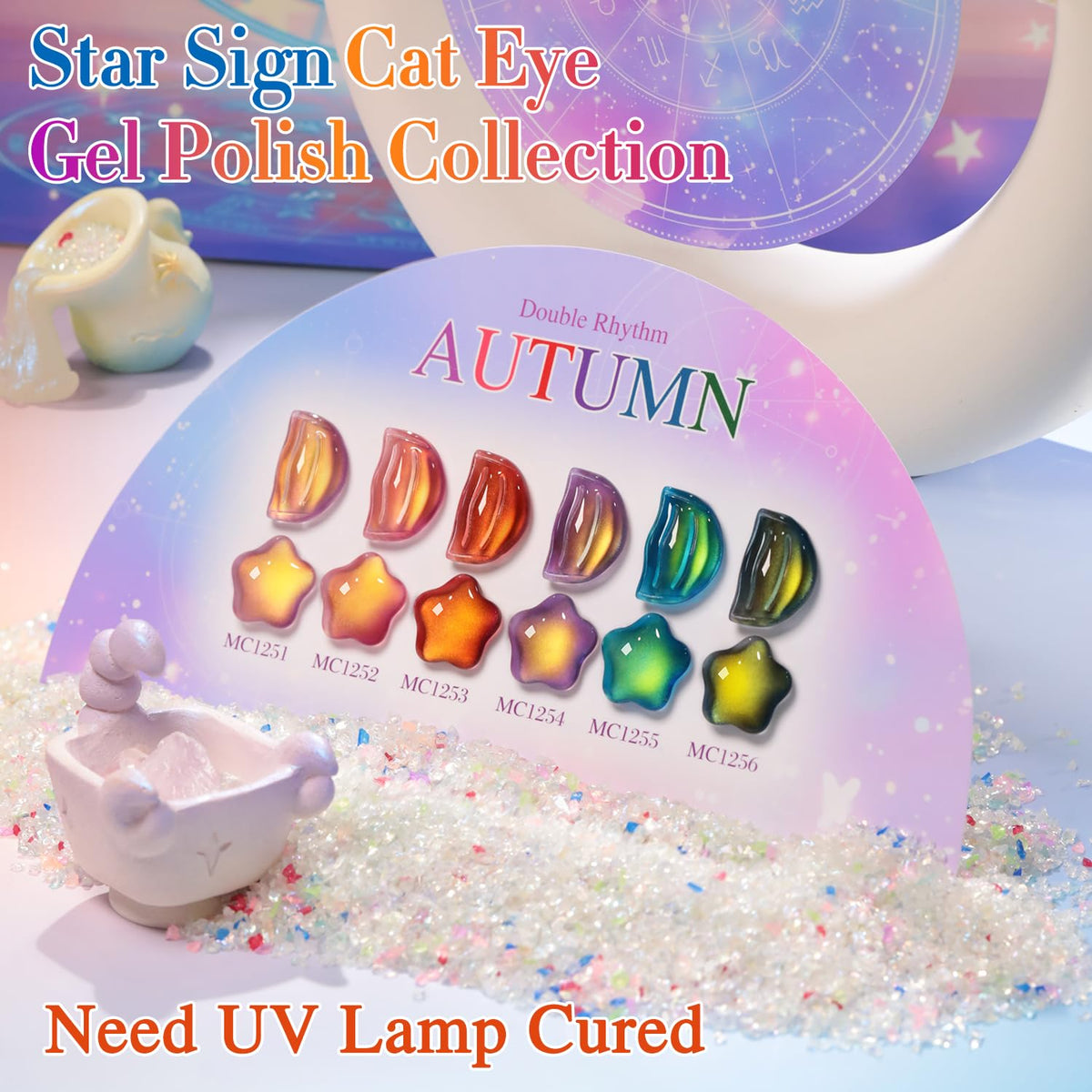Double Rhythm magnet held over wet polish demonstrating holographic cat-eye effect