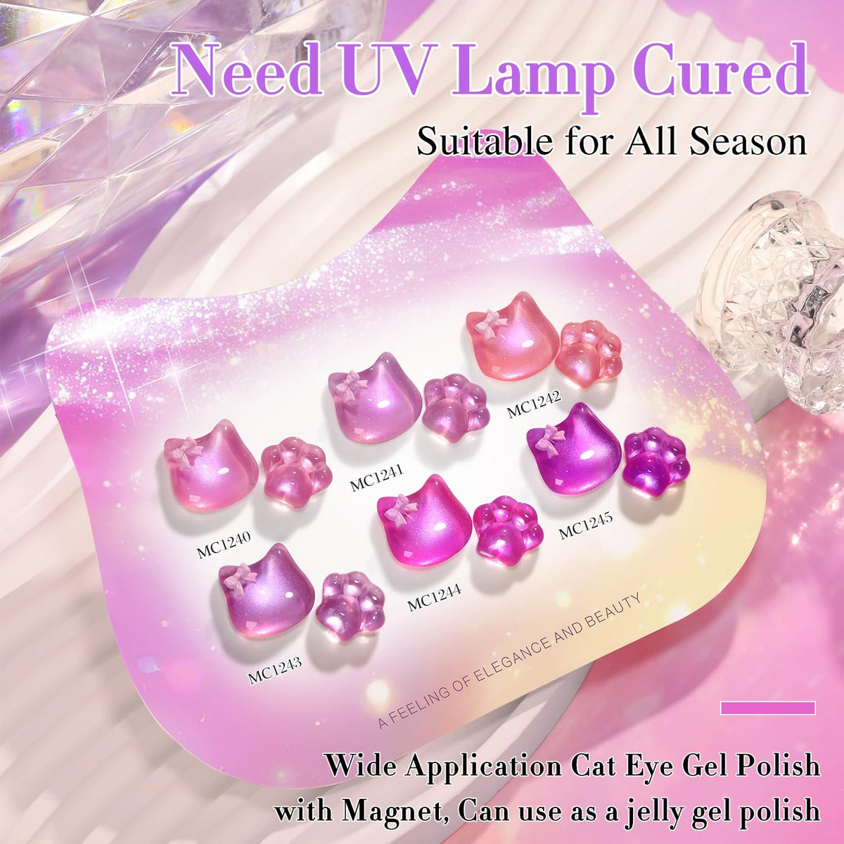 Holographic reflective swatch of Double Rhythm lavender displaying multidimensional sparkle