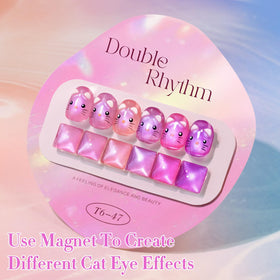 Label close-up of Double Rhythm ingredients and 15ml volume highlighting toxin-free formula