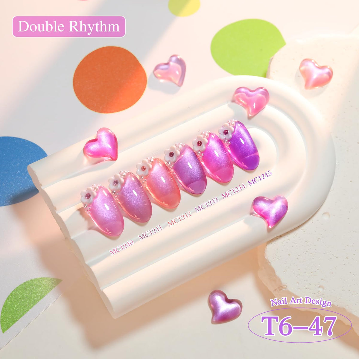 Hands wearing Double Rhythm glass purple lavender manicure showcasing long-lasting shine
