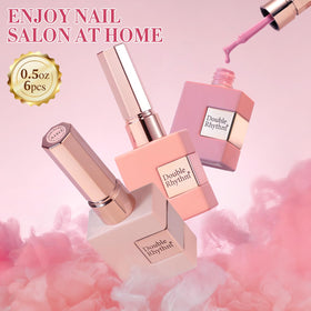 Double Rhythm lifestyle flatlay with manicure tools showing at-home salon convenience